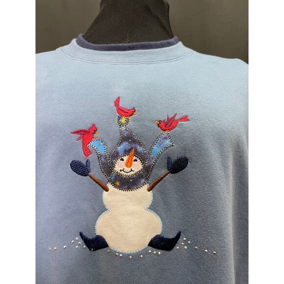 Vintage Snowman Cardinals Sweatshirt Celebrate Winter & Christmas MC Sportswear - Picture 2 of 6